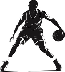 Black and White Basketball Player Silhouette