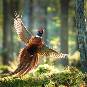 pheasant, in flight, game, bird, forest, wild, hunt, to hunt, nature, on the move, on the ground