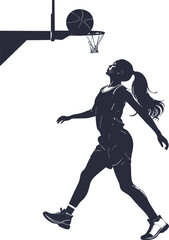 Obraz premium Black and White Basketball Player Silhouette
