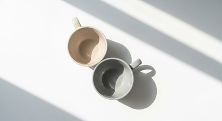 Connection and Love Symbolism Represented by Joined Coffee Mugs.