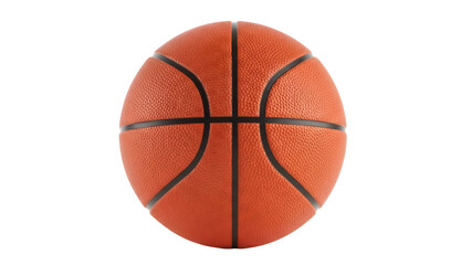 Fototapeta premium Orange basketball isolated PNG, sports equipment for team games and physical activity, textured ball with black lines on transparent background