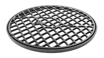 Round Black Cast Iron Grate with Diamond Pattern