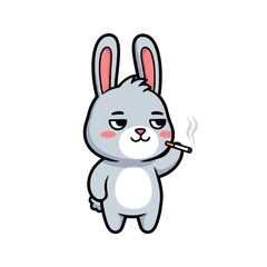 Obraz premium Cartoon rabbit smoking a cigarette with a relaxed expression