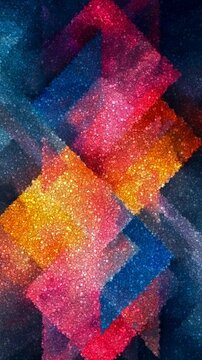 Vibrant Abstract Background of Overlapping Translucent Squares With Bright Pink and Orange Tones, Made of Cubes
