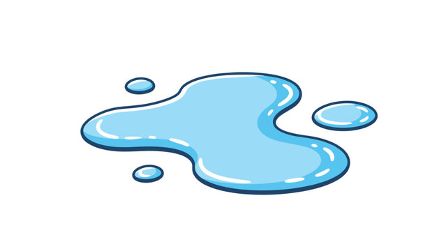 A simple cartoon puddle of blue water spilled on the floor, a vector icon representing a liquid spill, a leak, or wetness.