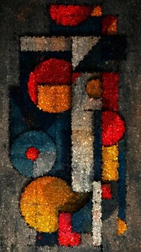 Sophisticated Abstract Constructivist Art Style Background With Geometric Shapes and Fine Lines, Made of Cubes

