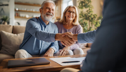 Couple meets with advisor for financial planning session in a comfortable home setting