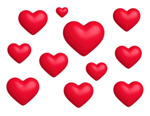 3d heart rotation. Isolated hearts shape animation for cartoon game, valentine day wedding scarlet love symbol, sprite sheet looping objects realistic nowaday vector illustration.