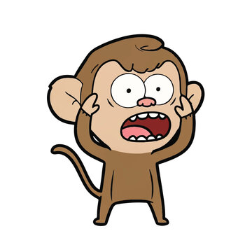 A cartoon monkey expressing shock and surprise with hands on face