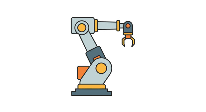 Cartoon Illustration of a Robotic Arm with Gripper.