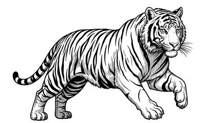 Obraz premium Stylized tiger illustration isolated on transparent background
