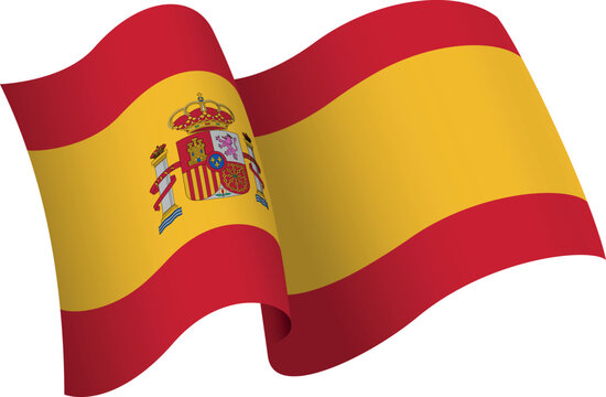 Flag of Spain. Ribbon style flag that conveys a sense of movement and waving effect
