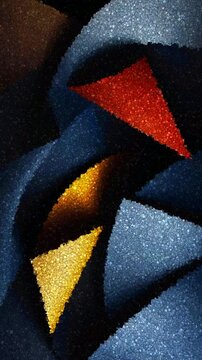 Dramatic Paper Art Composition With Sharp Blue and Gold Geometric Folds and Deep Shadow Depth, Made of Cubes
