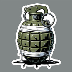 vector image of a grenade in a bandage