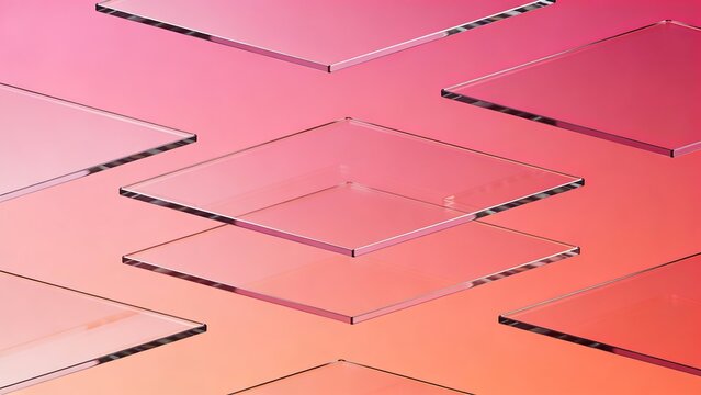 宙に浮かぶピンクからコーラルのグラデーションガラスプレート