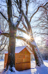 typical sales booth at a christmas market