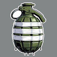 vector image of a grenade in a bandage