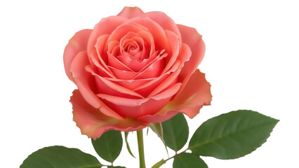 Fototapeta premium Beautiful peach rose isolated PNG on transparent background, romantic flower for wedding invitations and Valentine s Day designs