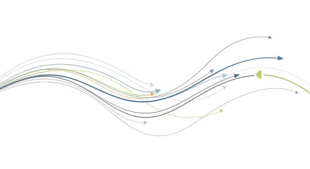 Abstract waveform illustration with multicolored lines and arrows