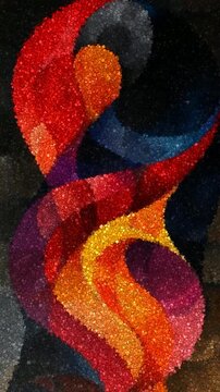 Fluid Organic Shapes in a Colorful Wave Pattern With Intricate Textured Details and Dark Borders, Made of Cubes
