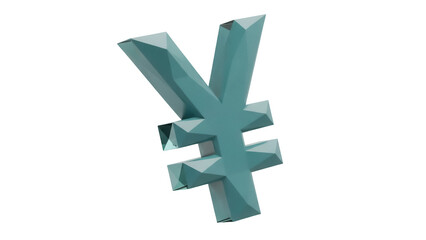 Obraz premium Geometric yen symbol PNG isolated on transparent background, 3D render of Japanese currency sign for finance and business