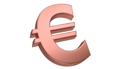 Obraz premium Copper Euro currency symbol isolated PNG, European Union money sign for finance, banking, and international business