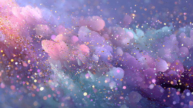 Elegant abstract background featuring shimmering glitter particles and soft pastel hues for festive or decorative designs