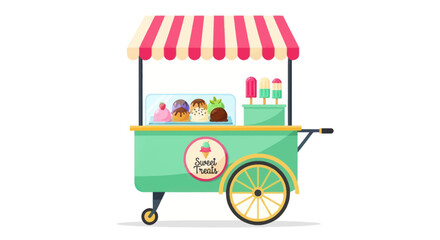 Colorful Ice Cream Cart with Assorted Frozen Treats. © Roti
