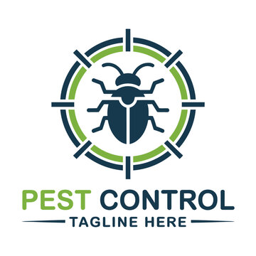 Pest control logo with bug in crosshair  pest control service icon icon