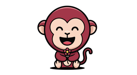 Obraz premium Cartoon monkey holding flower illustration
