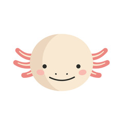 Cute Pink Axolotl Character Face with Gills