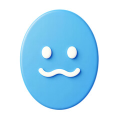 Fototapeta premium Blue oval face with white eyes and mouth