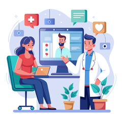 Fototapeta premium Telemedicine consultation with doctor and patient