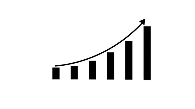  Business graph animation. Rising business growth chart animation. Success arrow business growth concept. 