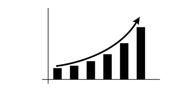  Business graph animation. Rising business growth chart animation. Success arrow business growth concept. 