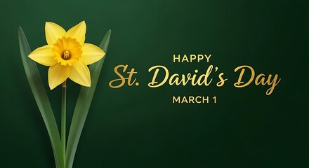 Happy st david's day celebration with yellow daffodil