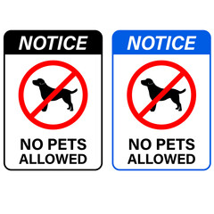 Obraz premium No pets allowed. with pets no access. vector sign Blue and black frame