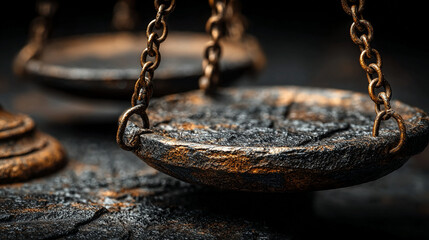 Justice scale beam balance marks illustrated with metallic wear and precision alignment, symbolic authority texture representing fairness, law equilibrium, and judicial integrity