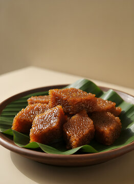 illustration a plate of wajik, Indonesian traditional Sticky rice cake with brown sugar