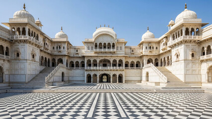 Luxurious White Marble Palace Architecture Exterior.