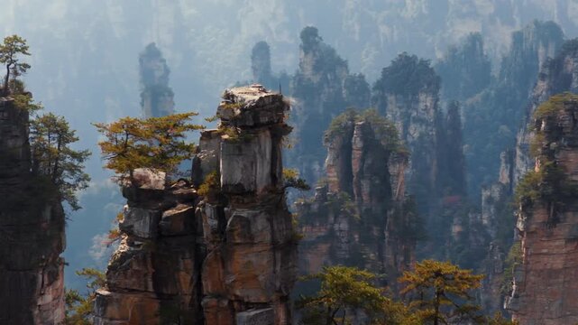 Aerial View Of Zhangjiajie National Forest Park In Hunan, China.