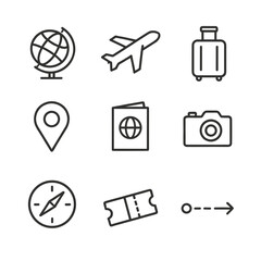 World Tourism Day international travel and exploration vector icon set