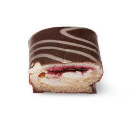 Chocolate covered roll with filling isolated on transparent background