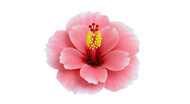 Pink Hibiscus Flower with Yellow Stamen