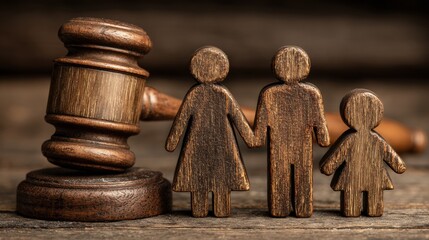 A wooden gavel on the desk, family law