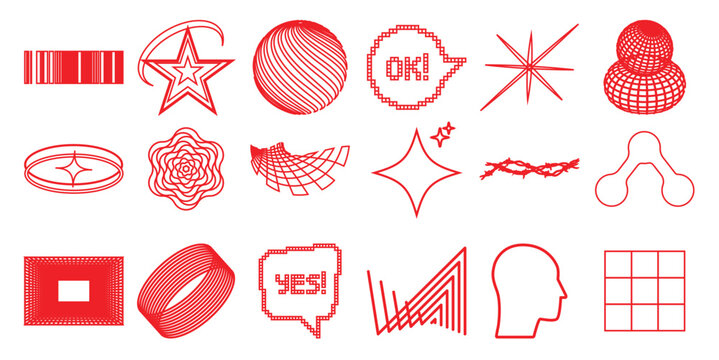 Collection of Red Geometric and Abstract