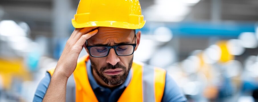 Broken Supply Chains Concept. Concerned Industrial Worker Inspecting Missing Mechanical Part, Symbolizing Production Delays