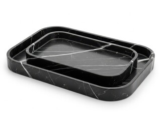 Elegant black marble tray set for decorative and functional use