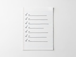 Completed checklist on plain paper