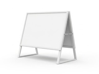 Empty white a-frame signboard against white background
